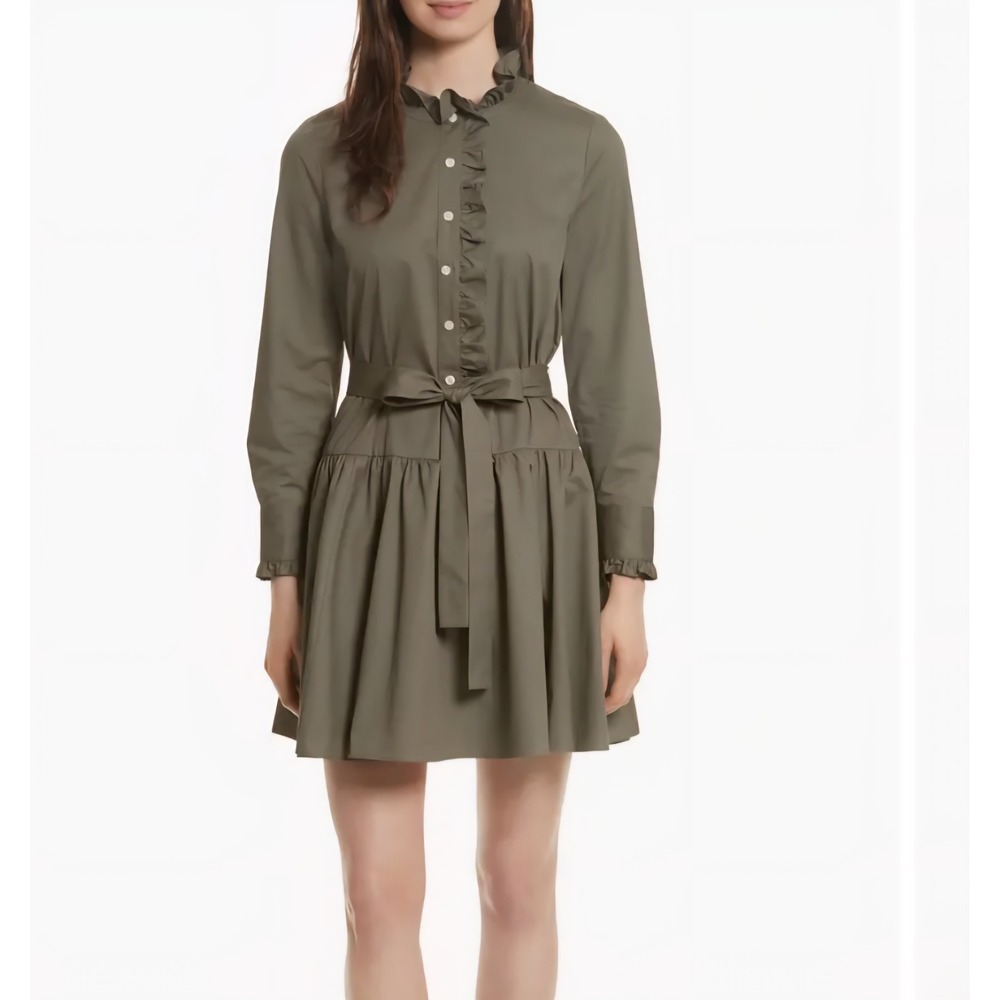 Kate Spade Broome Street Ruffle Trim Poplin Shirt Dress